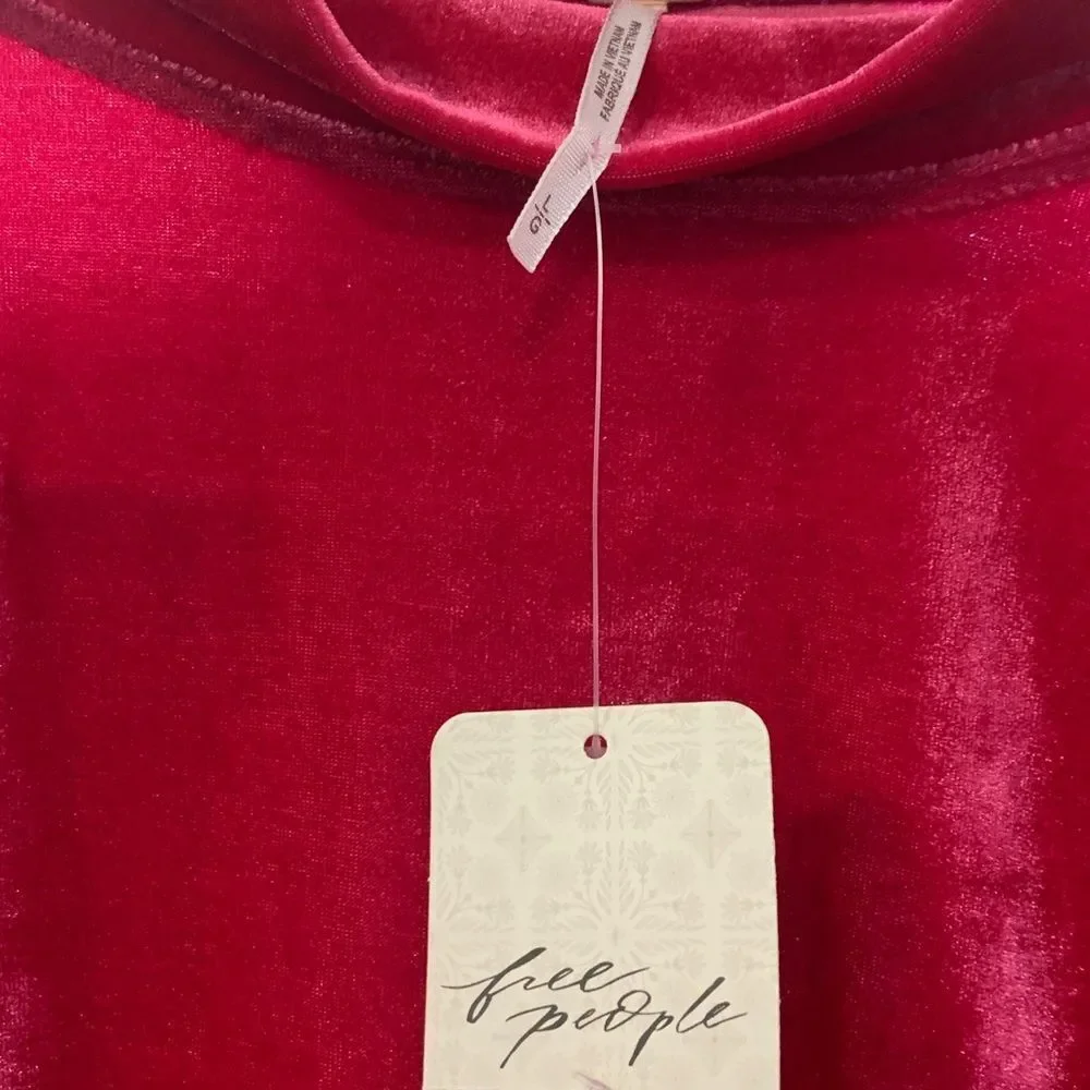Free People Pink Fuchsia Puff Sleeve Blouse with Mandarin Collar